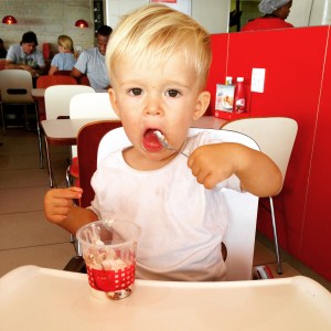 This is Luke eating a nutritious snack at an appropriate time of the day.